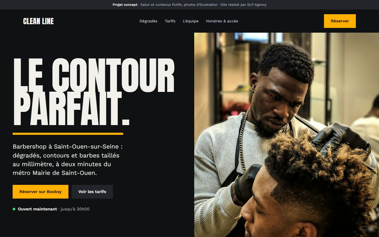Page d'accueil du site concept Clean Line