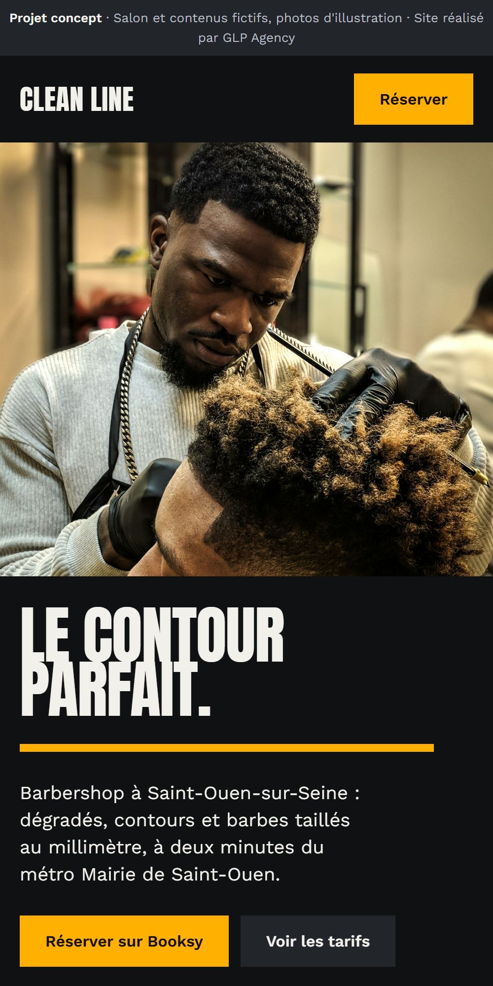 Le site concept Clean Line affiché sur un téléphone
