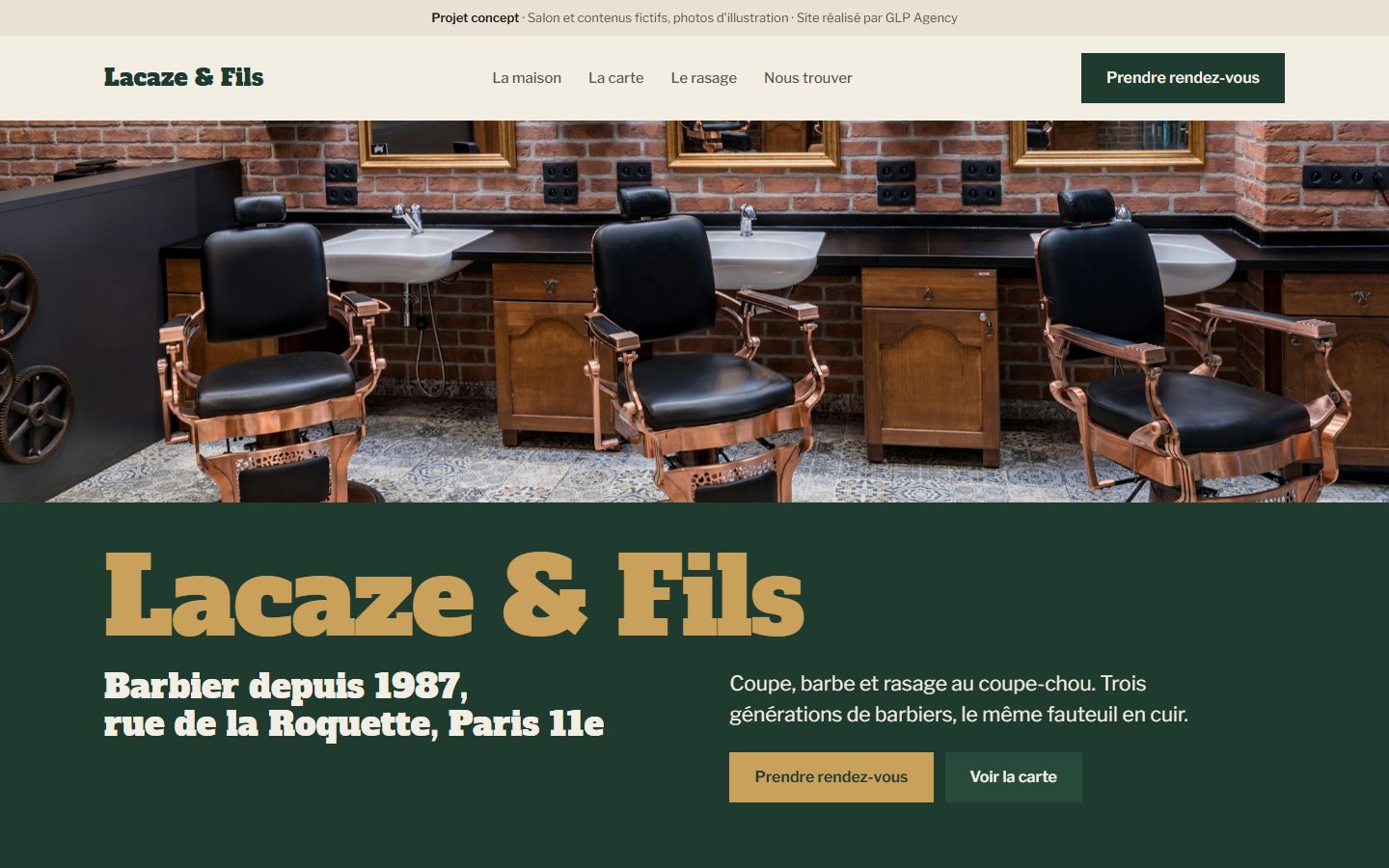 Page d'accueil du site concept Lacaze et Fils